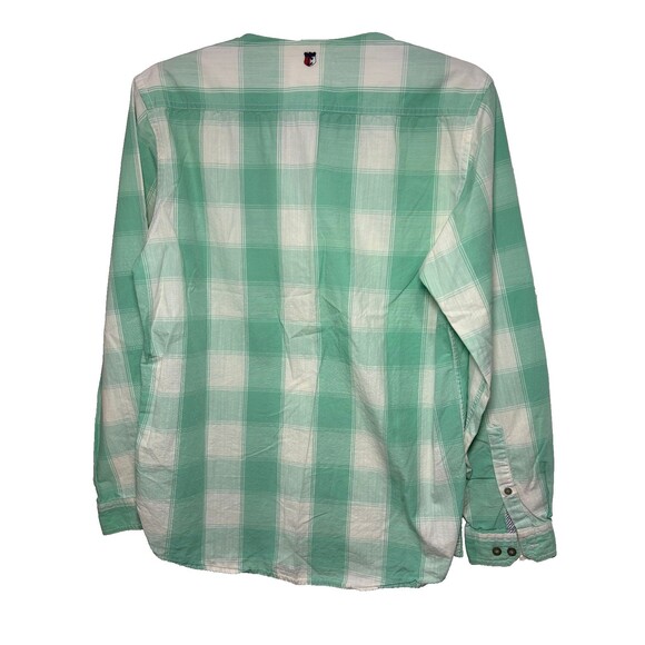 Cherokee Men’s Short Long Sleeve White Blue Plaid Shirt Medium - Picture 2 of 7